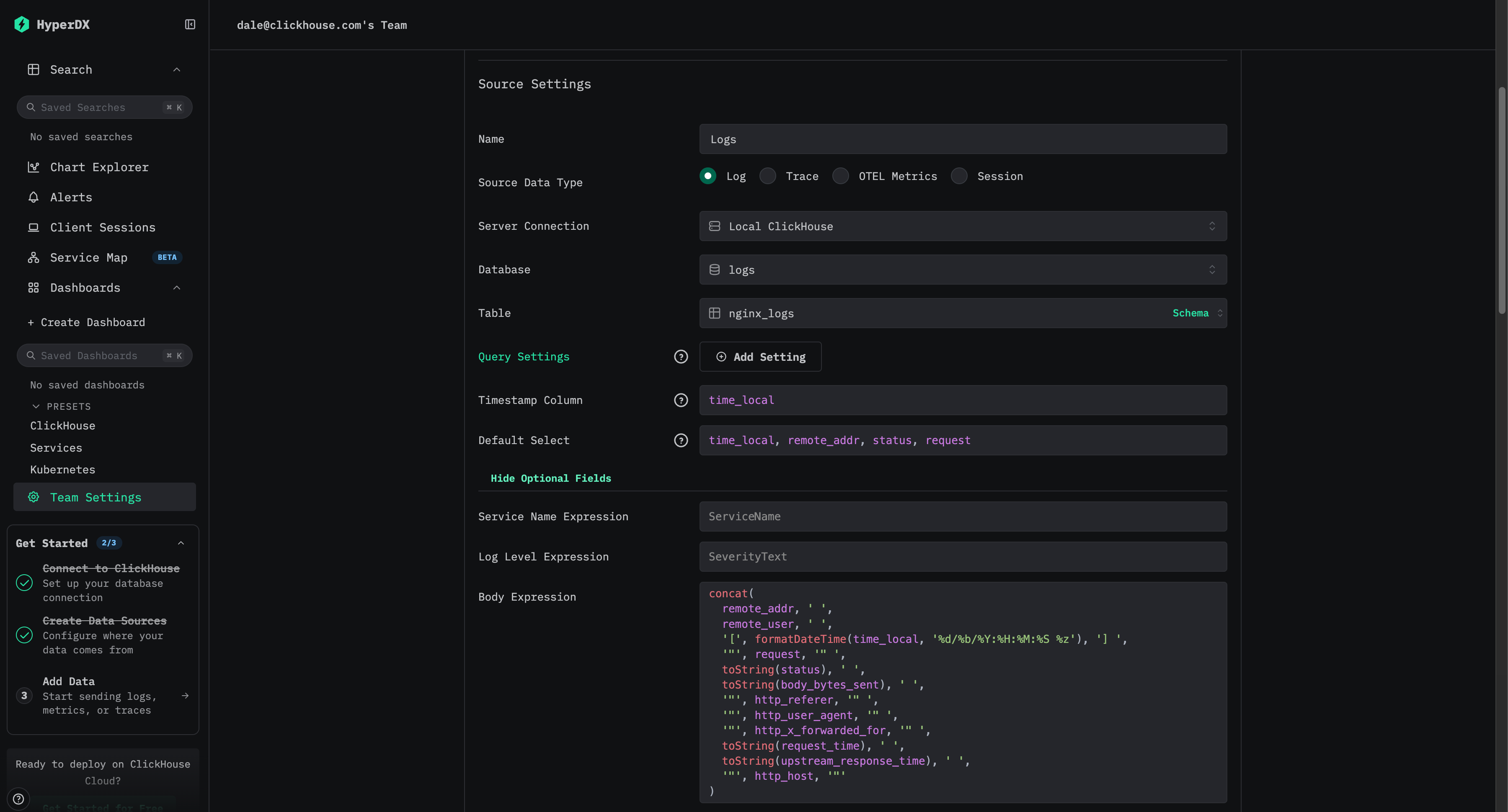 Создать источник данных — Vector