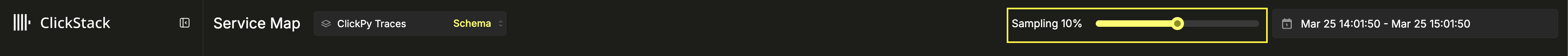 Ползунок выборки, выделенный на панели инструментов карты сервисов